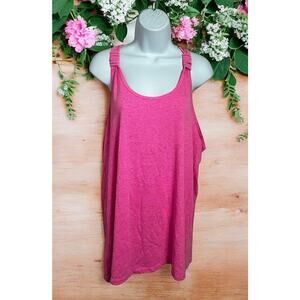 Neon Pink Racerback Tank Top Sz 1X Cotton Blend Sleeveless Loose Tee
